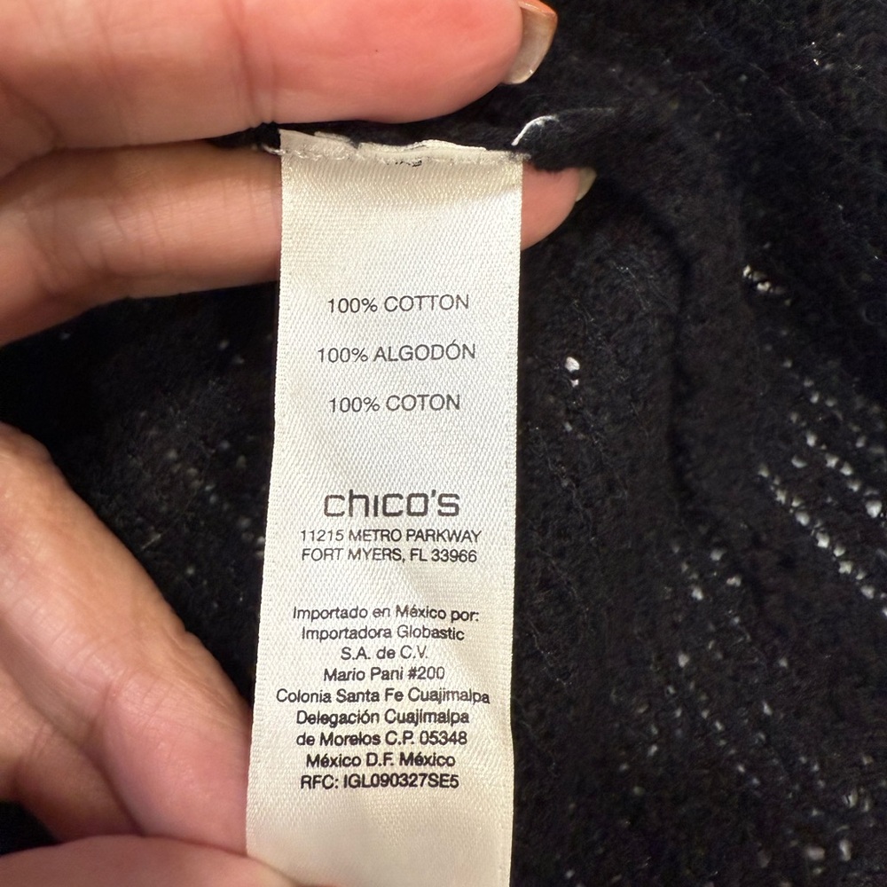 EUC – Chico’s Black Sequins V-Neck Button Down Cardigan Sweater – Xlarge - Picture 3 of 7